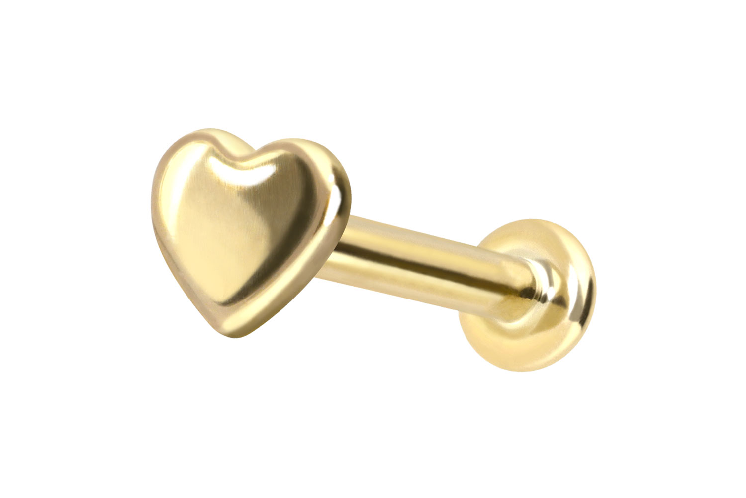 14 Karat Gold Labret Piercing mit Innengewinde HERZ